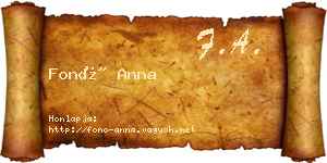 Fonó Anna névjegykártya