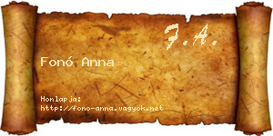 Fonó Anna névjegykártya